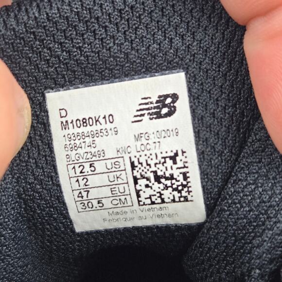 New Balance Mens 12.5D Fresh Foam 1080v10 Black Gray Road Running Shoe M1080K10 - Picture 12 of 12